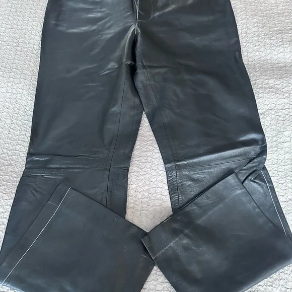 John Varvatos Black Leather Jeans